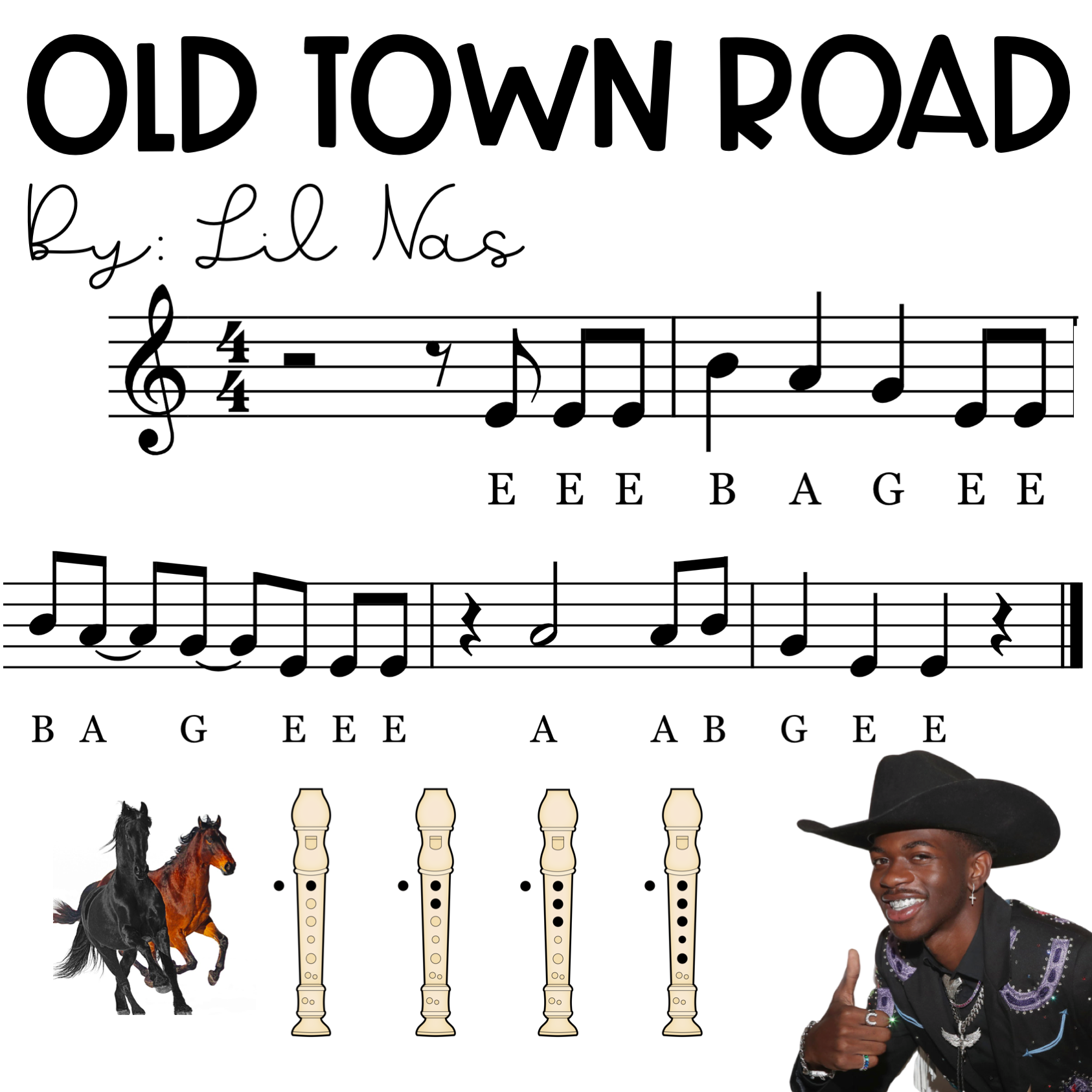 Pop Recorder Songs – Old Town Road – Music And Motivate